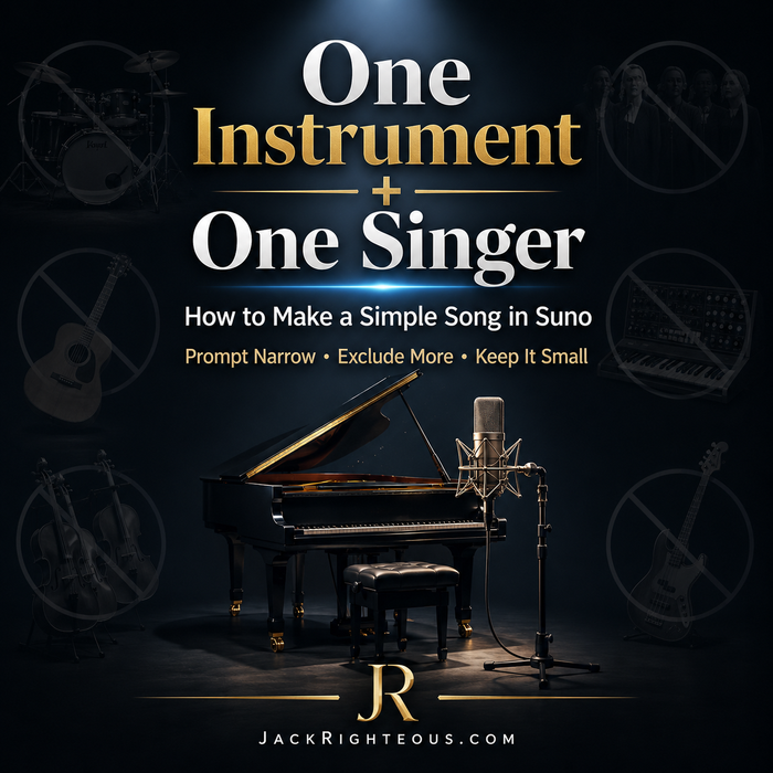 Suno guide for keeping one instrument and one singer while reducing unwanted instruments, harmonies and backing vocals