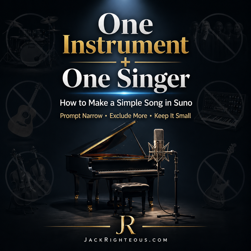 Suno guide for keeping one instrument and one singer while reducing unwanted instruments, harmonies and backing vocals