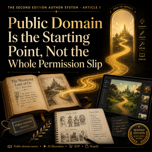 Book cover with open book, tablet, and glowing path leading to a fantasy landscape.