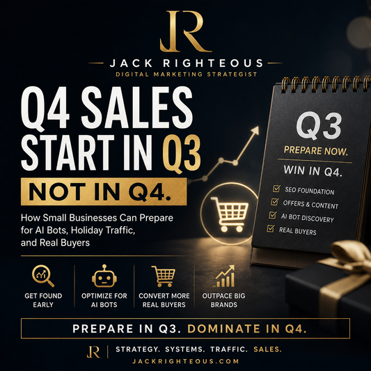 Promotional graphic for Jack Righteous digital marketing services with Q4 sales strategy.