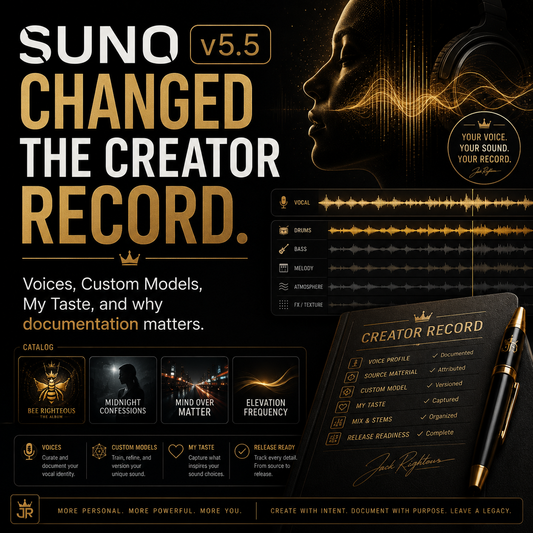 Promotional graphic for a software update with text and design elements on a dark background.