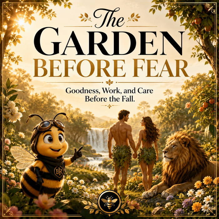 The Garden Before Fear cover exploring goodness, work, care and responsibility in the world before the biblical Fall