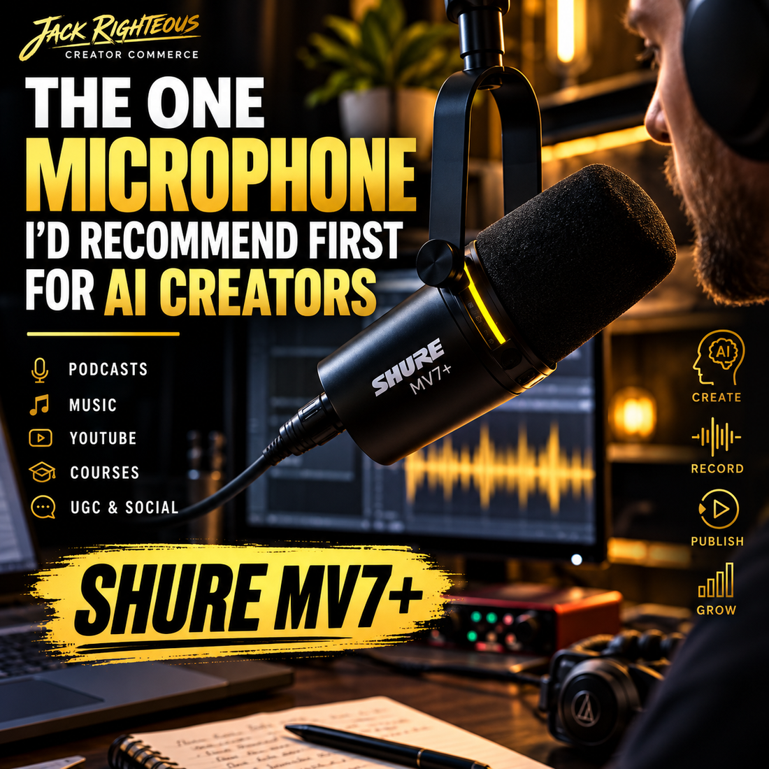 The One Microphone I’d Recommend First for AI Creators: Shure MV7+