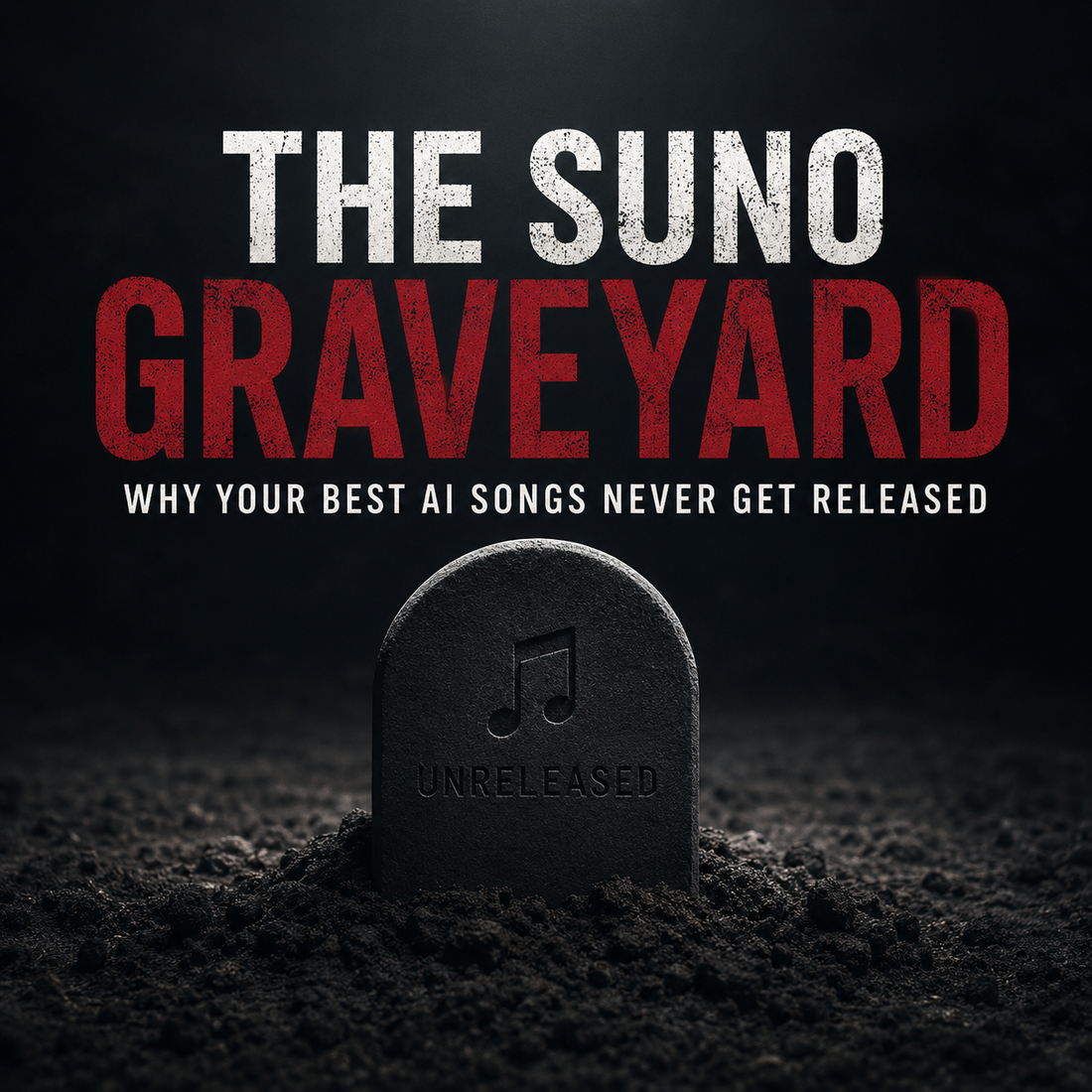 The Suno Graveyard guide explaining why strong AI songs remain unreleased and how creators can move finished work forward