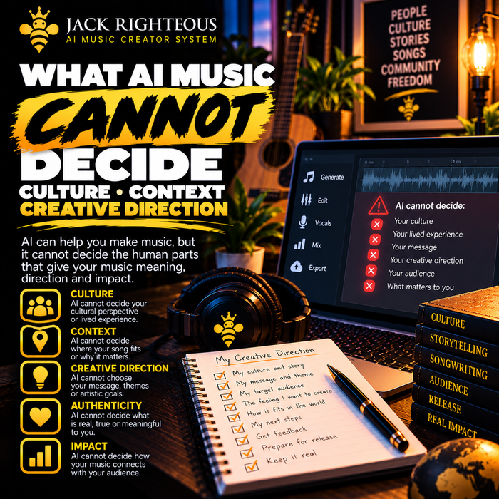What AI Music Cannot Decide for You: Culture, Context & Creative Direction — JackRighteous.com article cover