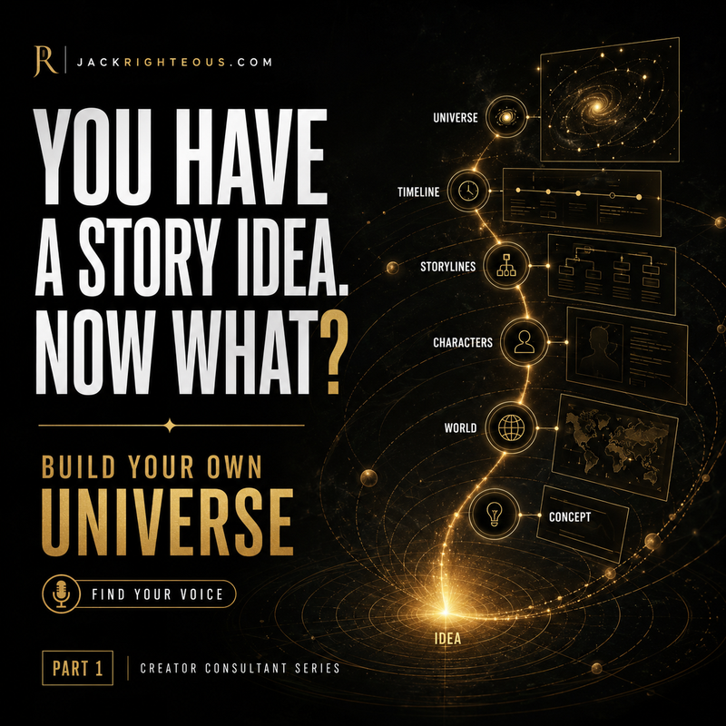 Promotional graphic for 'Build Your Own Universe' with text and cosmic design elements.