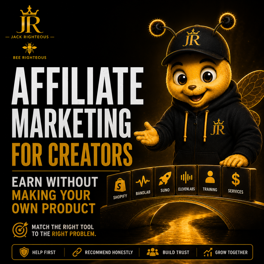 Bee Righteous introduces affiliate marketing for creators, showing how to earn by matching the right tool to the right problem.