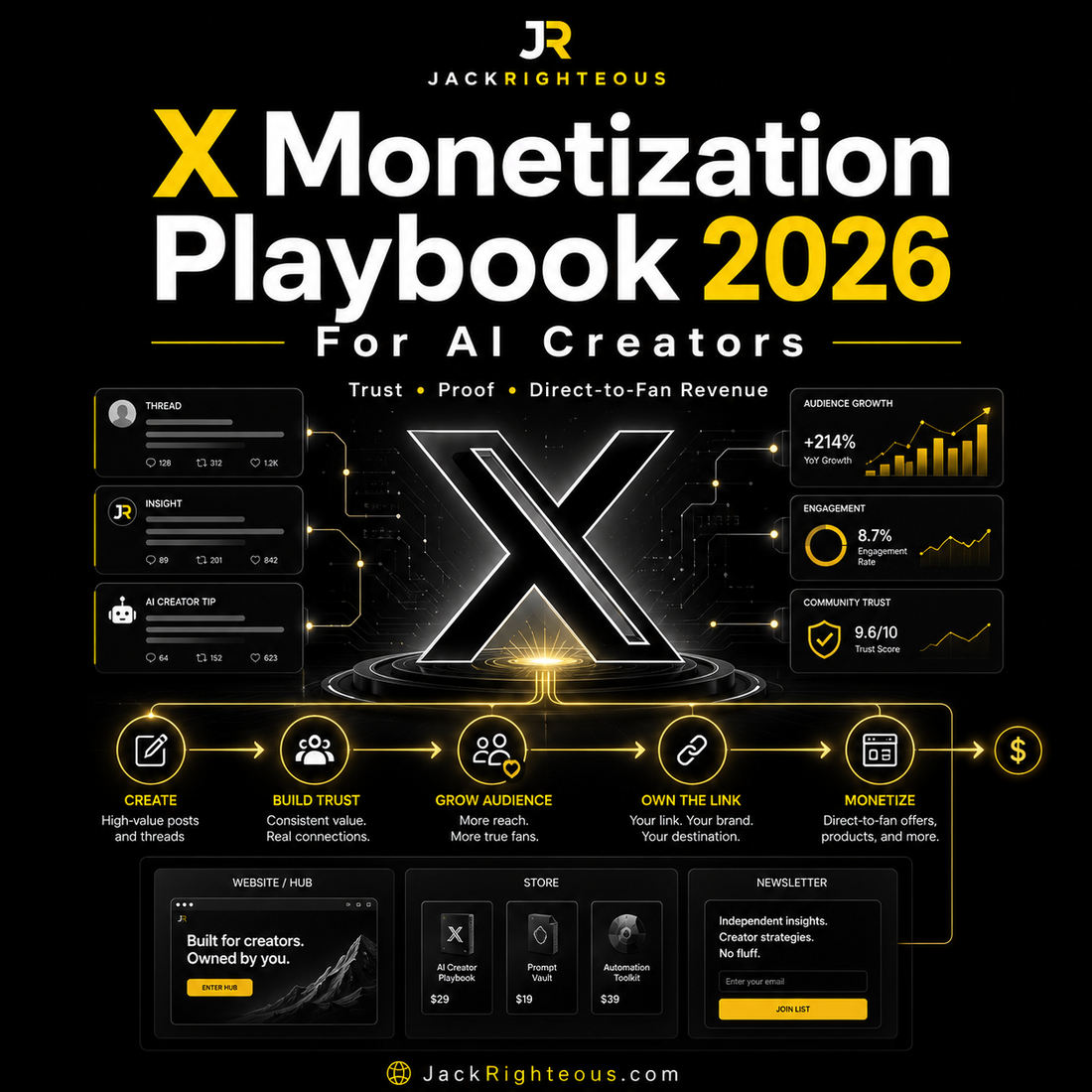 AI Creator X monetization playbook for building audience, engagement and revenue on the X platform