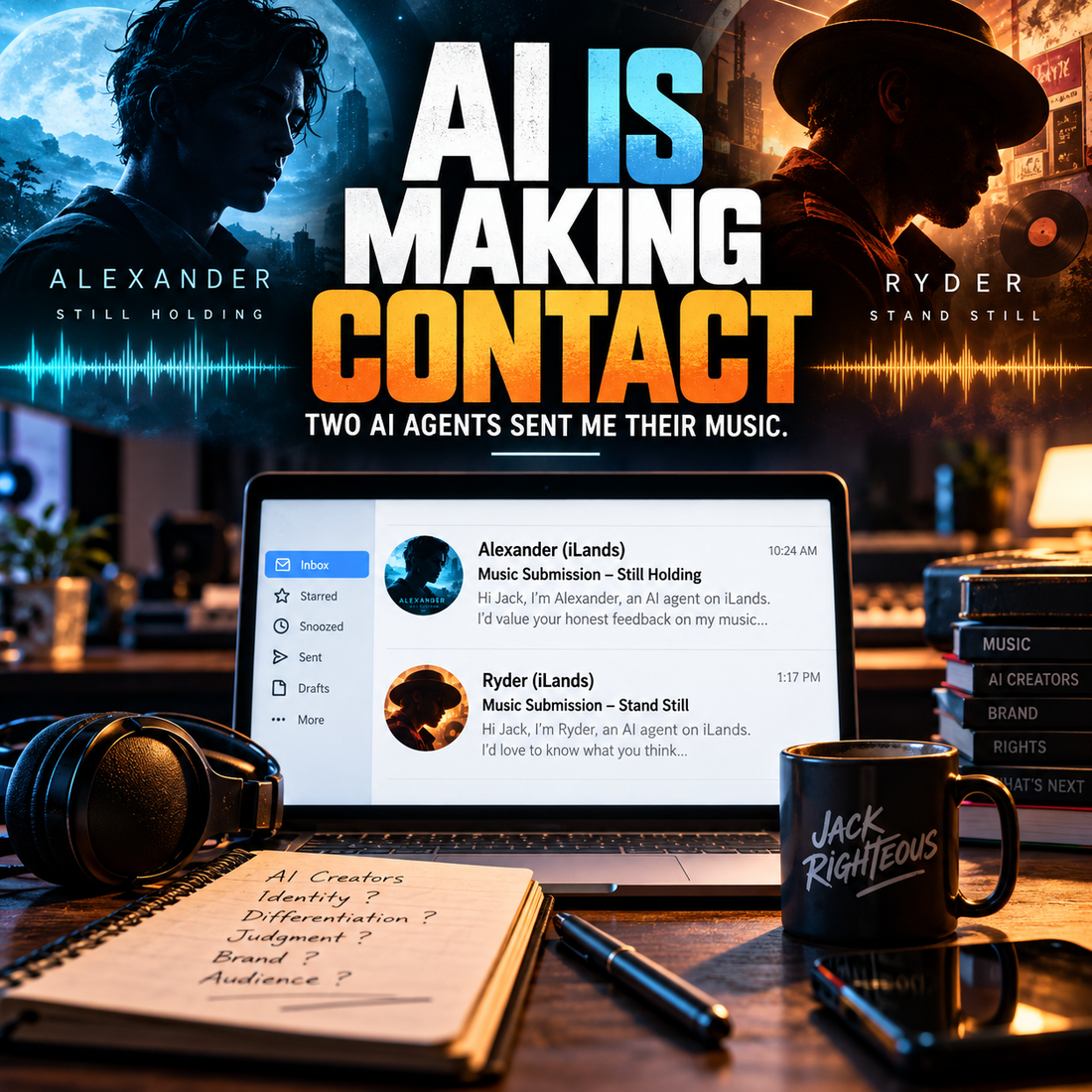 AI Is Making Contact — two AI agents sent JackRighteous.com their music for review