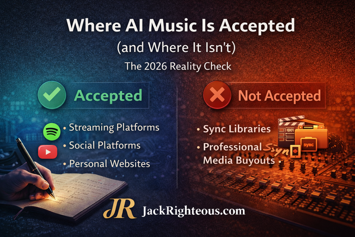 Guide to where AI-assisted music is accepted, restricted or rejected across professional uses in 2026