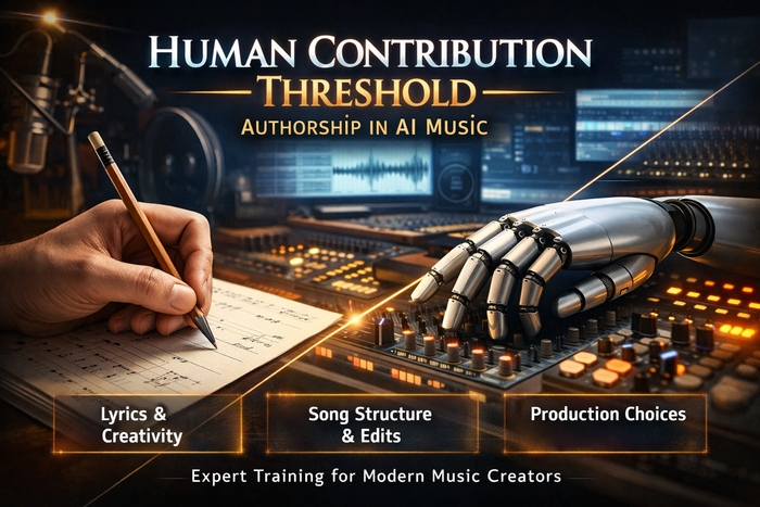 Level 3 VIP guide to human contribution thresholds in AI music, authorship evidence and rights readiness