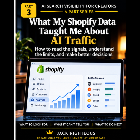 AI Search Visibility for Creators Part 3 — what Shopify data taught Jack Righteous about AI traffic.