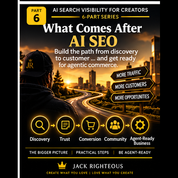 AI Search Visibility for Creators Part 6 — building the path from discovery to customer and agent-ready commerce.