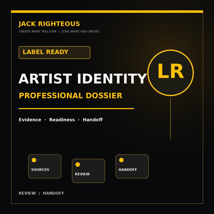 Label Ready Artist Identity professional dossier and handoff