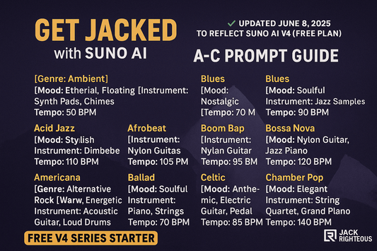 Begin Your AI Music Journey: Suno AI A-Z Prompts Guide (A-C) - Jack Righteous