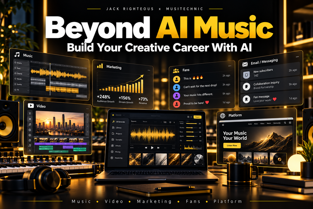Beyond AI Music: audio, video, marketing, fan engagement and platform tools — no people