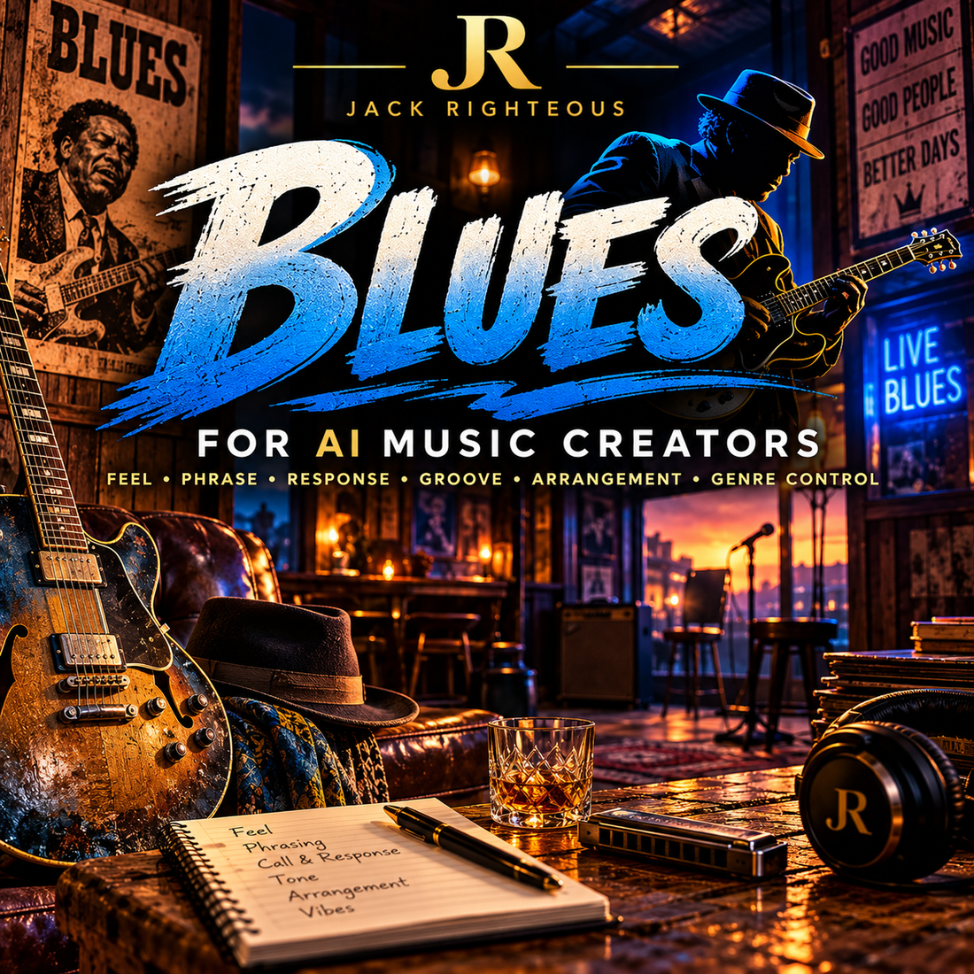Blues Genre Intelligence for AI music creators — feel, phrase, response, groove, arrangement and genre control