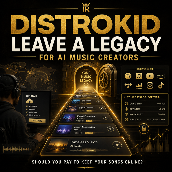 DistroKid Leave a Legacy guide explaining when the extra may or may not be worth paying for as an AI music creator