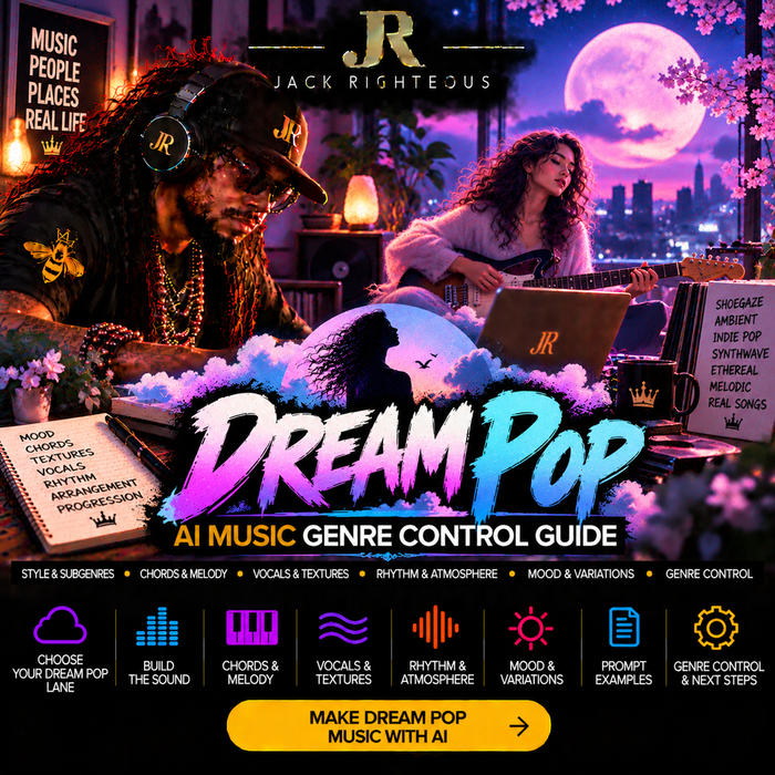 Dream Pop Genre Intelligence for AI music creators — melody, vocal depth, textures, atmosphere, rhythm, mood variations and genre control