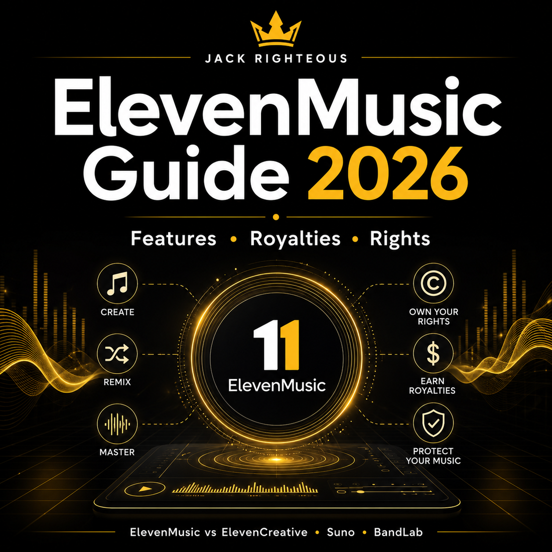 ElevenMusic and ElevenCreative guide covering Music v2, Audio Reference, Finetunes, rights and SynthID
