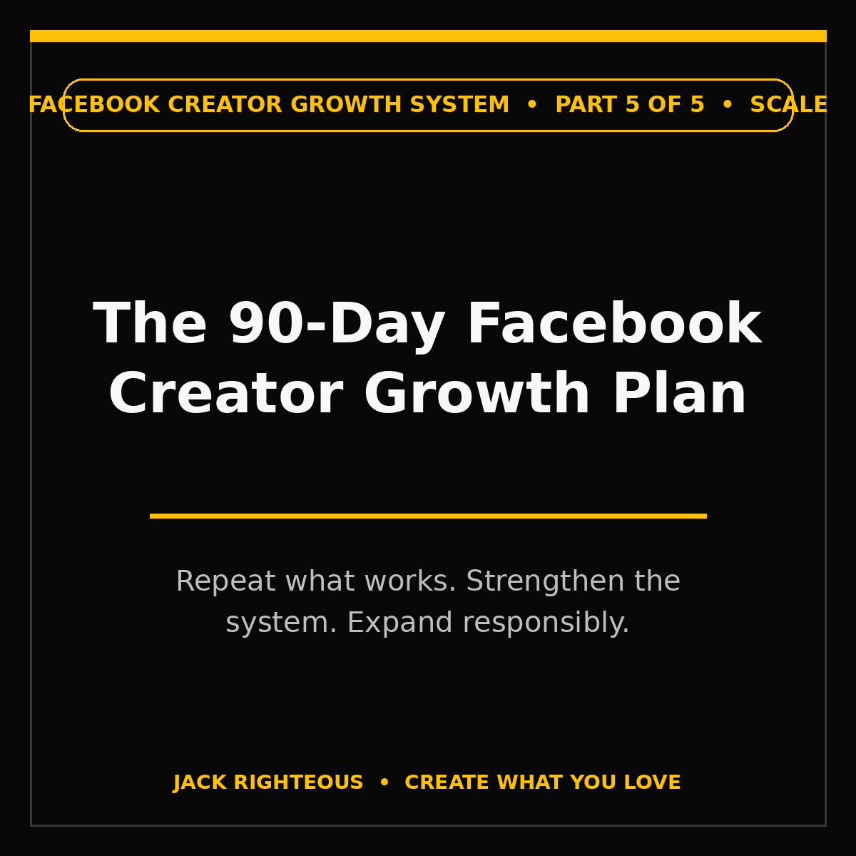 The 90-Day Facebook Creator Growth Plan for strengthening and responsibly expanding validated work.