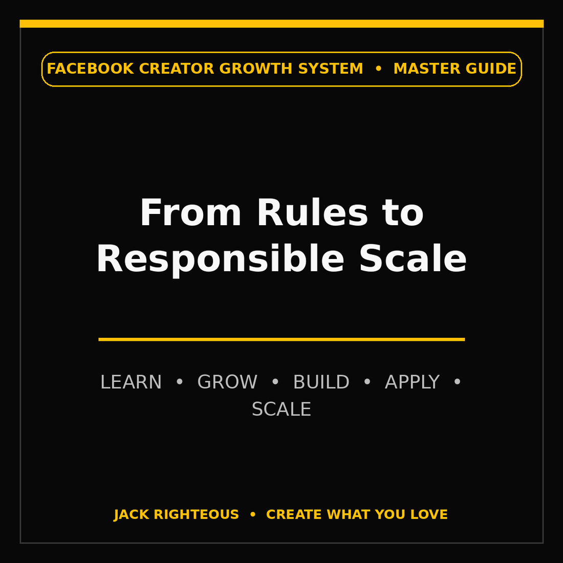 Facebook Creator Growth System master guide covering LEARN, GROW, BUILD, APPLY and SCALE.