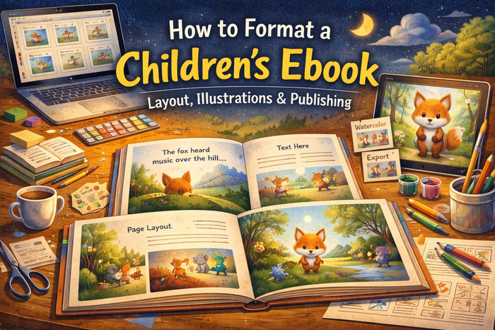 Children's ebook formatting guide covering page layout, illustration placement and publication-ready file preparation