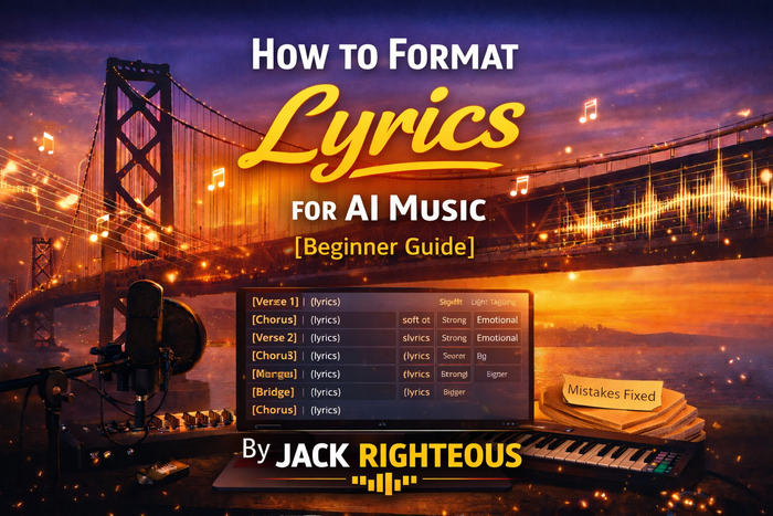 Beginner guide to formatting lyrics with clear verse, chorus, bridge and section labels for AI music