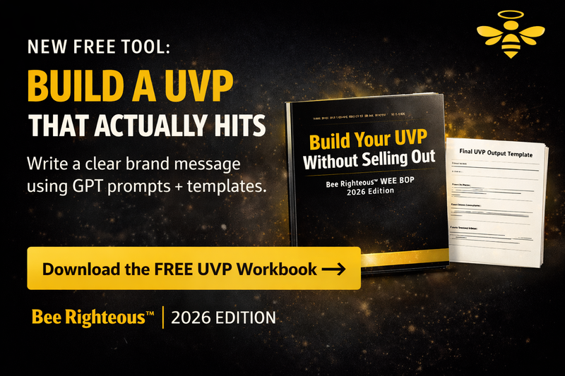 Free UVP workbook for creators defining a clear audience promise, brand message and useful positioning
