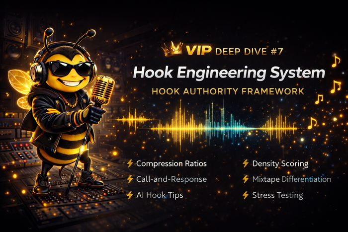 VIP hook quality-control system for testing density, differentiation and chorus effectiveness in AI songwriting