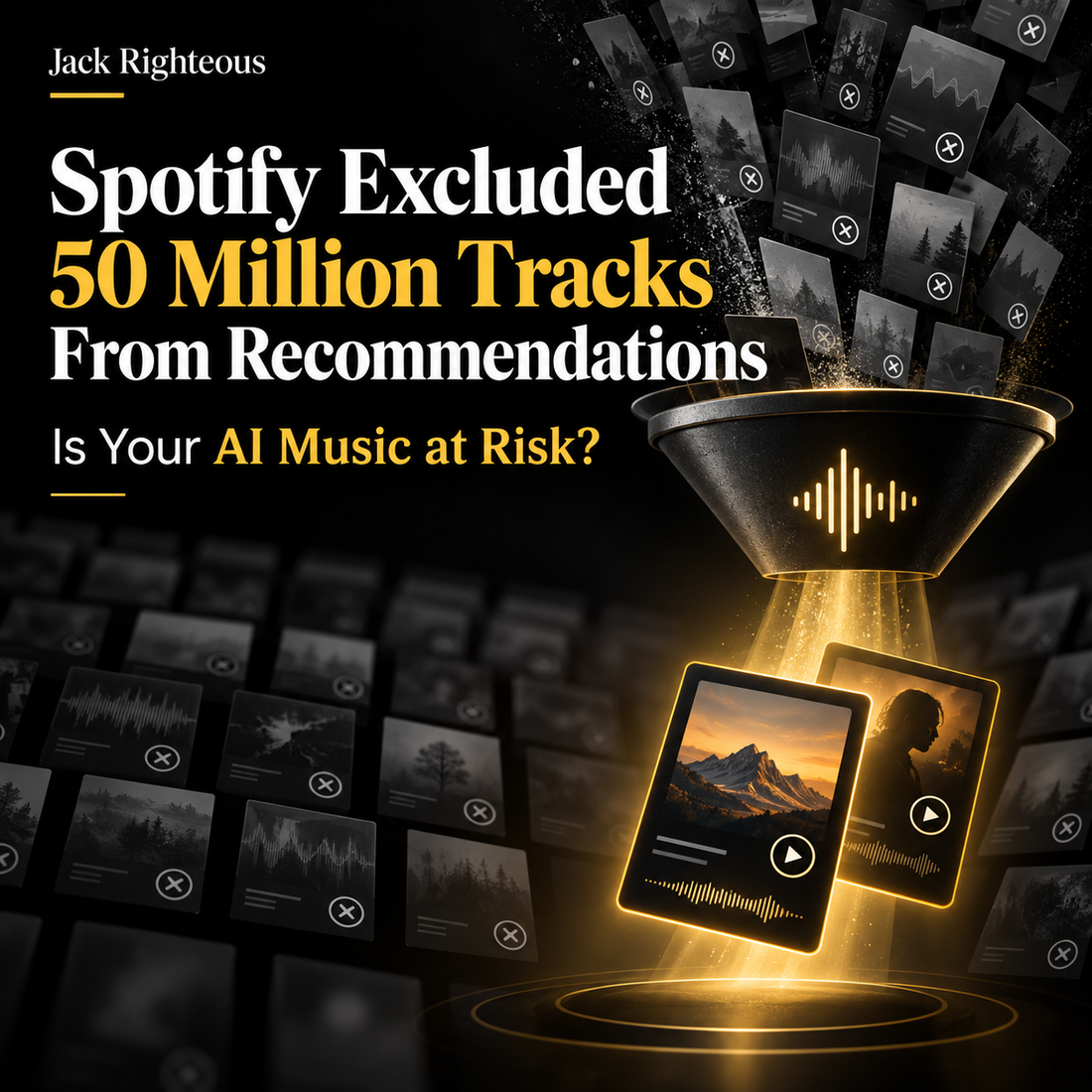Spotify excluded 50 million tracks from recommendations: Jack Righteous cover showing music recommendations being filtered