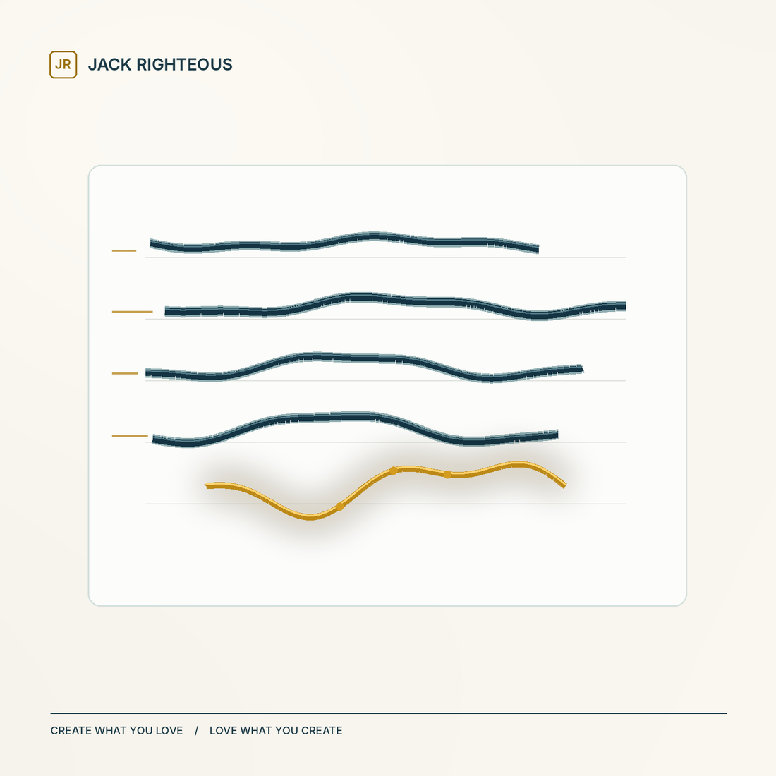 Jack Righteous cover: four navy lyric-phrasing lines and one gold hook line on an elegant ivory page, representing rhythm and natural vocal phrasing.