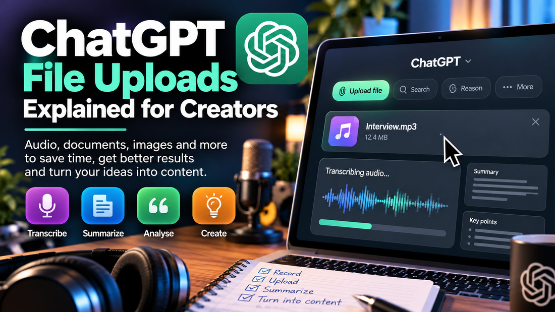 ChatGPT file uploads for creators: audio, documents, transcription and content workflows
