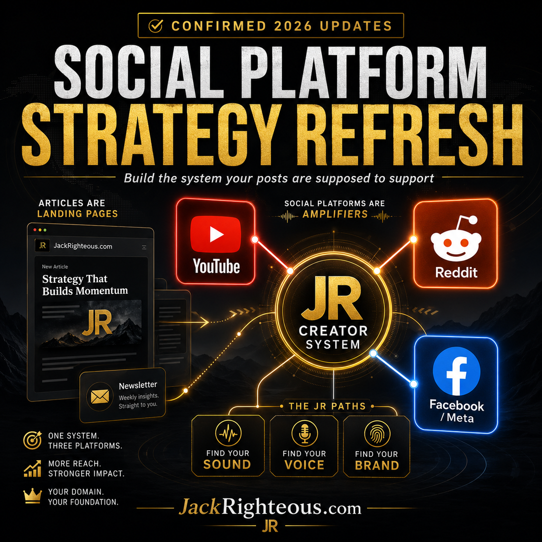 Jack Righteous social platform strategy for connecting YouTube, Reddit and Meta to a broader creator system