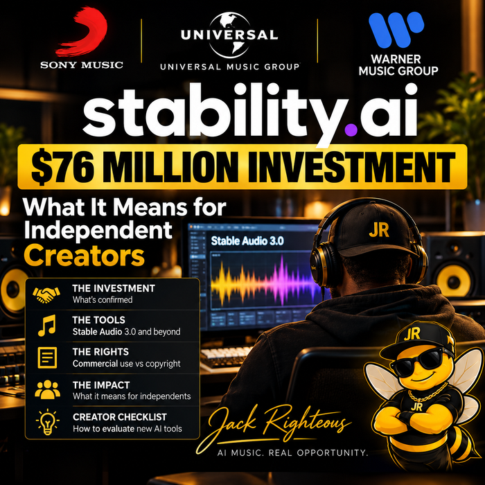 Jack Righteous cover: Stability AI 76 million dollar investment backed by Sony, Universal and Warner Music