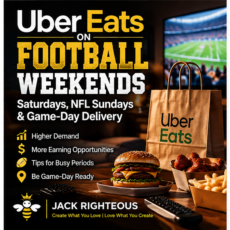 Uber Eats on U.S. football weekends, college football Saturdays and NFL Sundays, with takeout food and driver planning tips