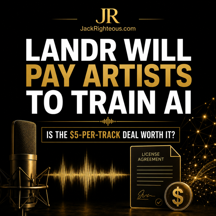 LANDR AI training deal guide examining the five-dollar-per-track offer, licensing terms and creator tradeoffs