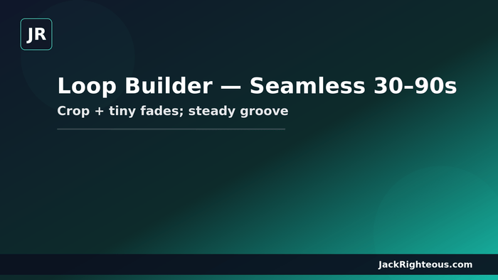 AI music loop builder guide for creating seamless 30–90 second loops with crop, fades and repeat testing