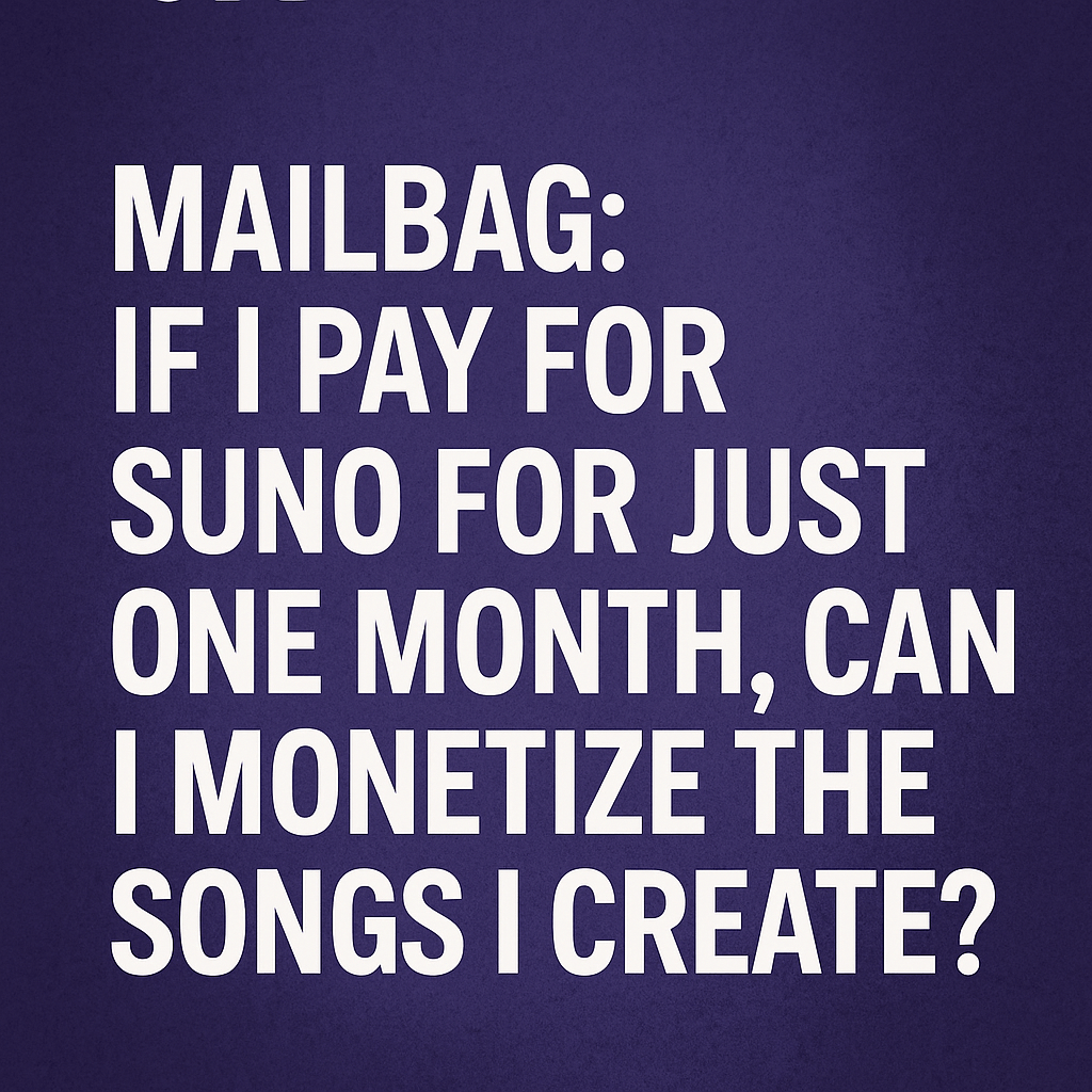 Mailbag: If I Pay for One Month of Suno AI, Can I Monetize My Songs? - Jack Righteous