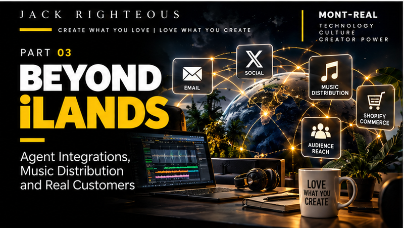 Mont-Real iLands Part 3 black and gold cover for external integrations, music distribution and customers