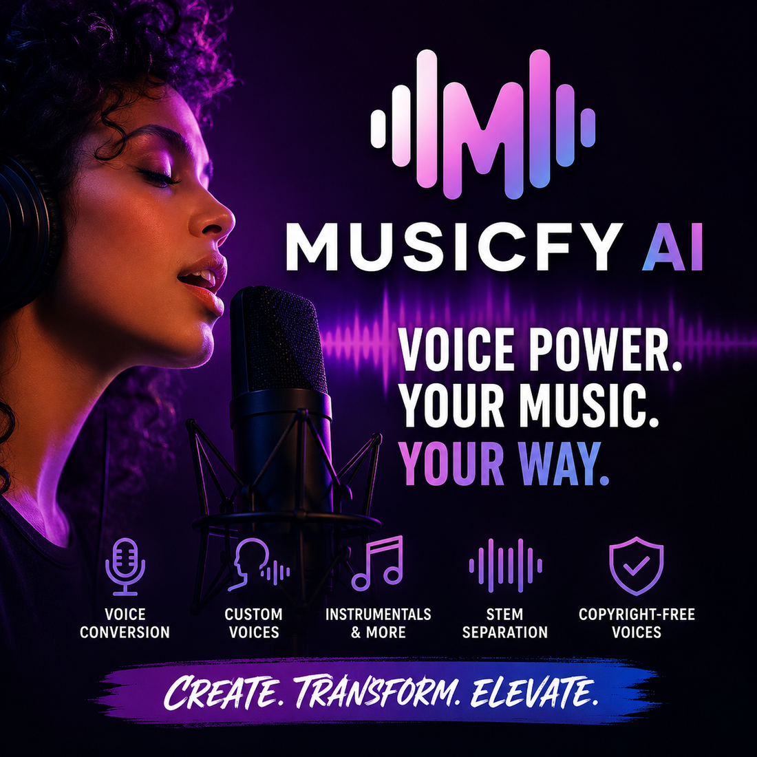 Musicfy AI review covering custom voices, voice conversion, stems and commercial-use considerations for creators