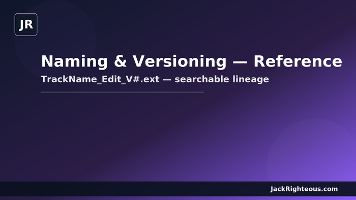 Suno naming and versioning guide for searchable, traceable AI music project files