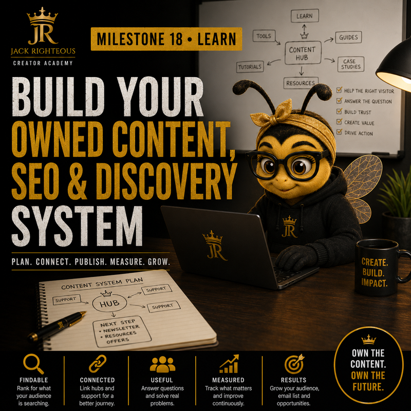 Bee Righteous builds an owned content, SEO and discovery system using hubs, internal links, publishing standards and measurement.