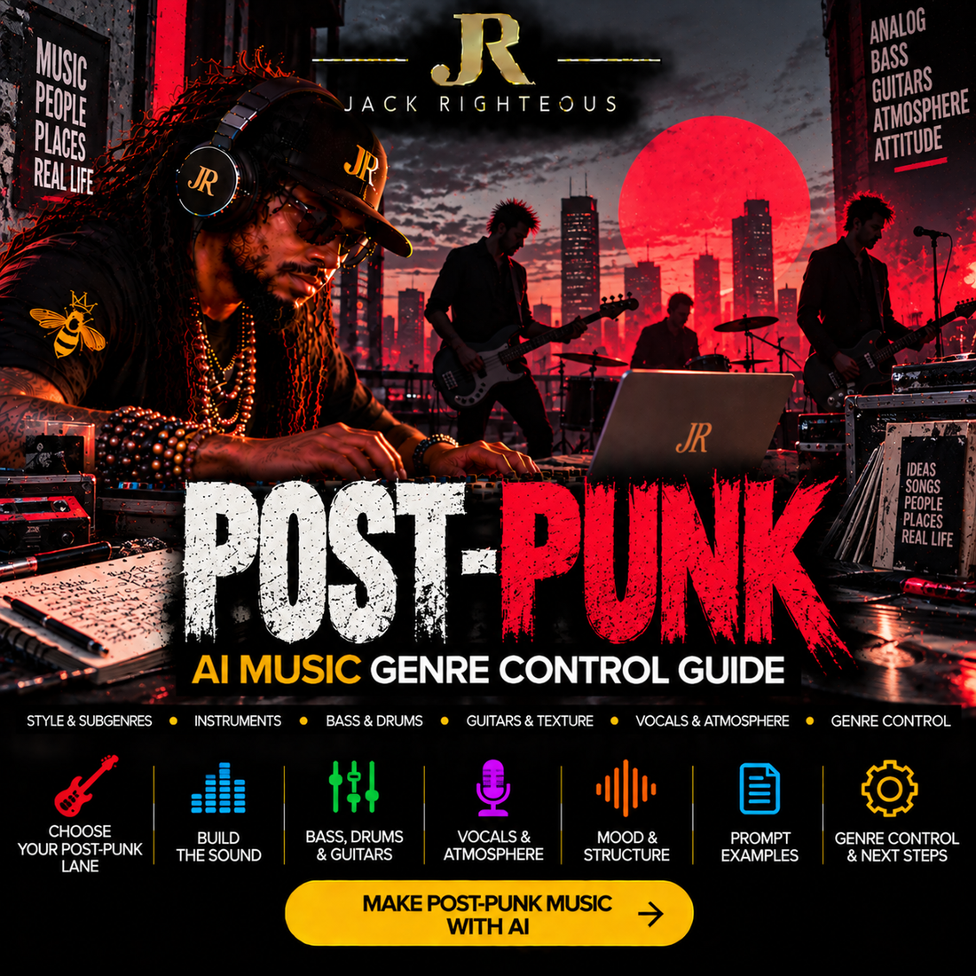 Post-Punk Genre Intelligence for AI music creators — bass-led motion, drums, guitars, atmosphere, structure and genre control