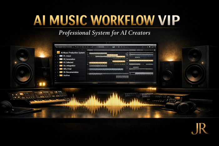 Professional AI music workflow VIP system for creators organizing generation, revision, production and delivery