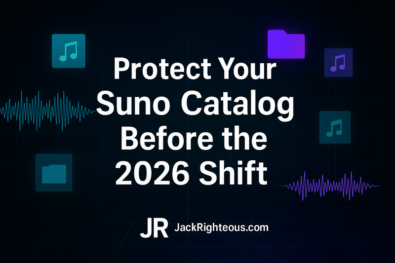 Protect your Suno music catalog before September 3, 2026 — download, backup and rights-record guide for AI music creators.