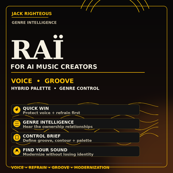 Raï Genre Intelligence for AI music creators — voice, groove, hybrid palette and genre control