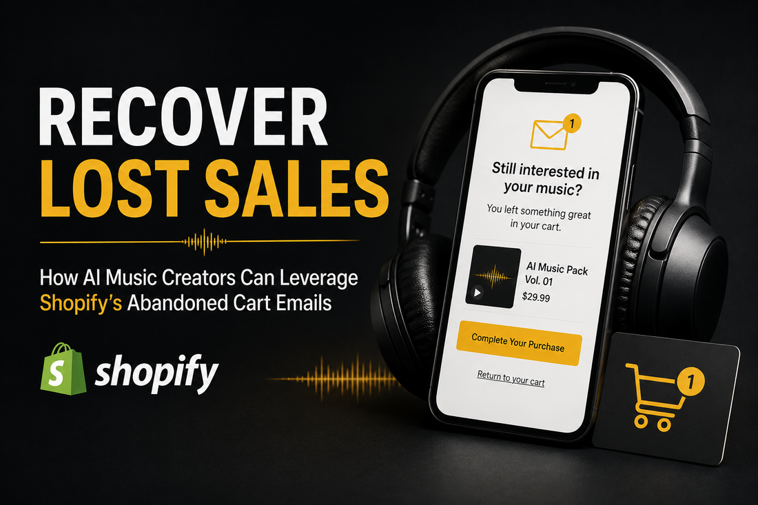 Shopify abandoned-cart email workflow for AI musicians recovering lost sales from interested store visitors
