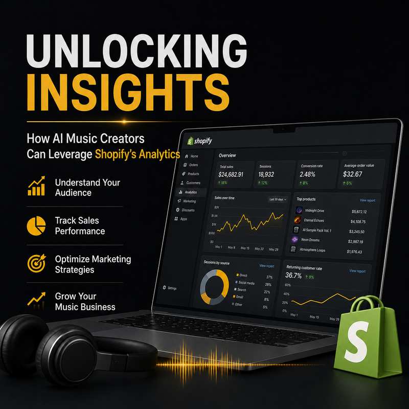 Shopify analytics guide for AI music creators using store data to understand traffic, behavior and sales decisions