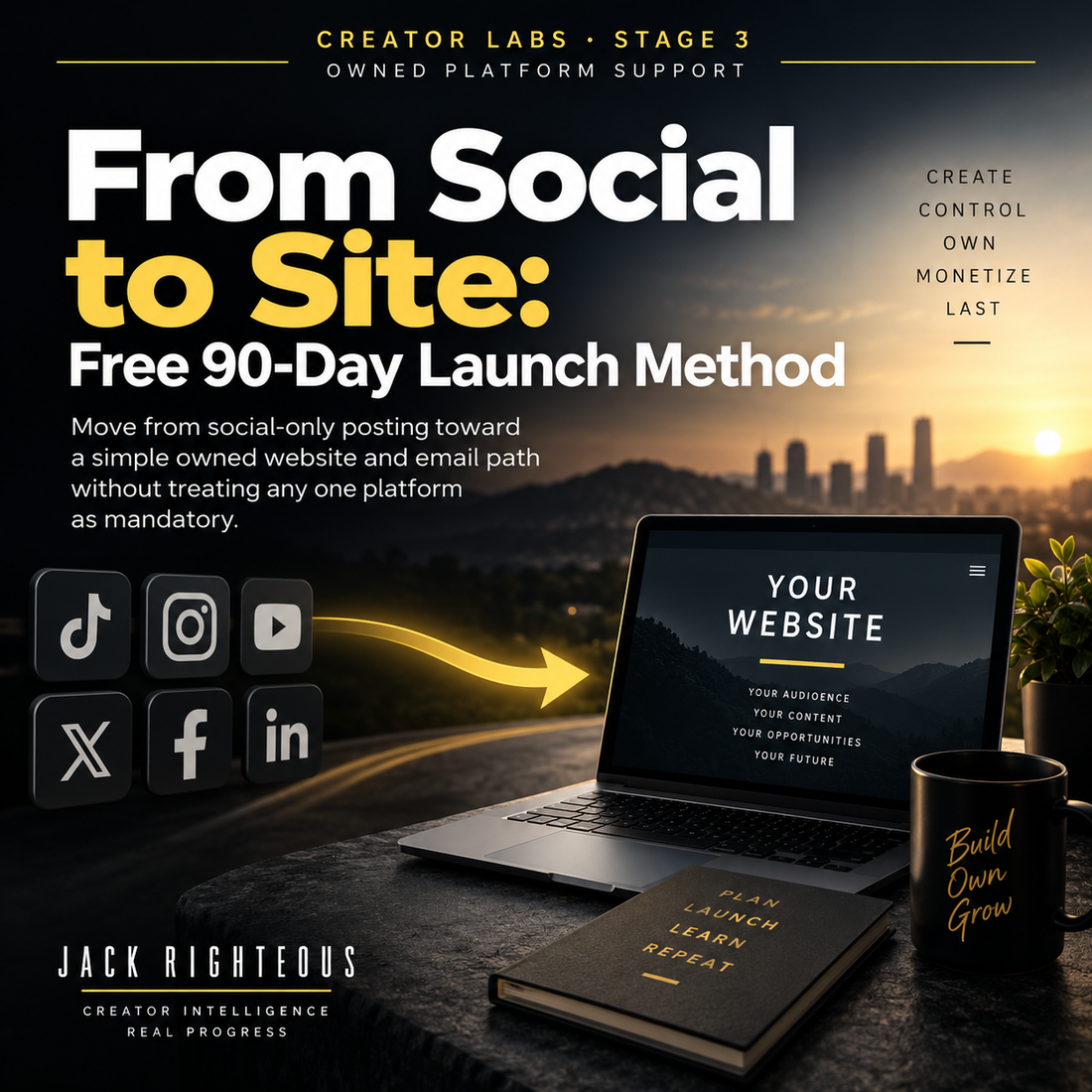 From Social to Site cover for a free 90-day method connecting social content to an owned creator home